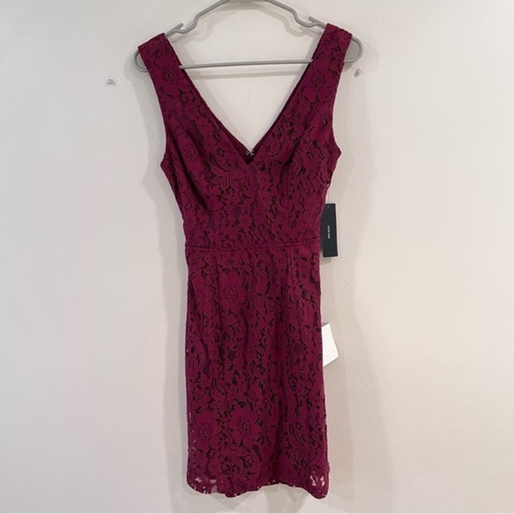 NWT Lulus Nevaeh Burgundy Lace Cutout Sleeveless Mini Dress SMALL - Picture 5 of 11